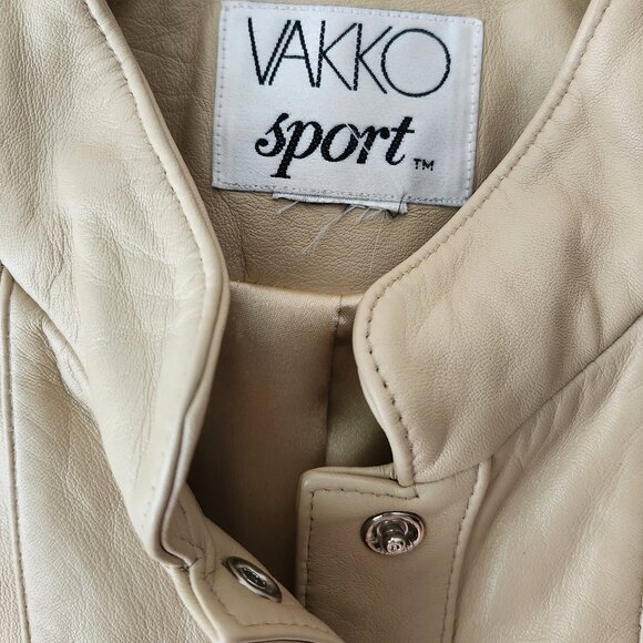 Vakko Women's Sz L Leather Jacket Casual Sports Coat Snap Button Blazer Tan Snap - Picture 3 of 16